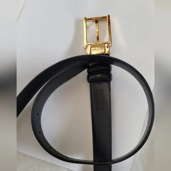 GIVENCHY Black Leather Belt - Gold Buckle - Made in Italy - Picture 6 of 6